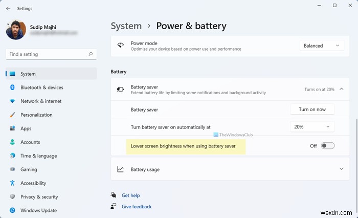 Ngăn Windows giảm độ sáng khi sử dụng Trình tiết kiệm pin 