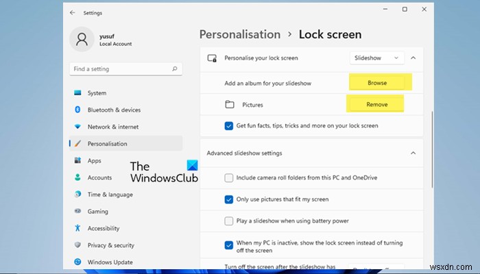 Trình chiếu Lock Screen không hoạt động trong Windows 11/10 