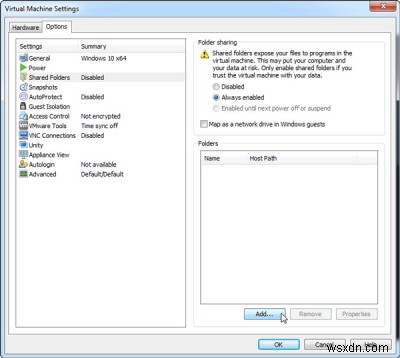 Cách tạo thư mục Chia sẻ trong VMware cho HĐH Windows đã cài đặt 