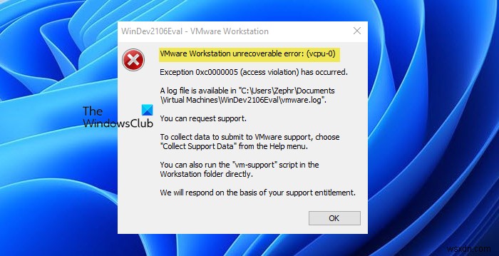 Sửa lỗi VMware Workstation Không thể khôi phục (vcpu-0) 