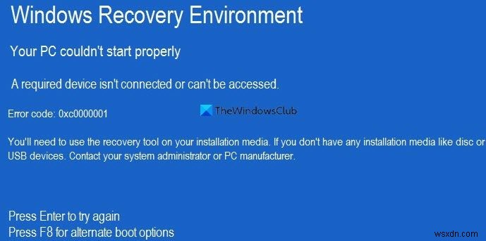 Lỗi 0xc000021a hoặc 0xc0000001, PC của bạn không thể khởi động chính xác trong Windows 11/10 