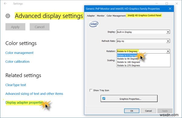 Màn hình lật ngược hoặc nghiêng trong máy tính xách tay Windows 