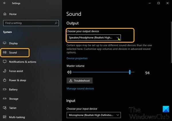 Cách thay đổi Thiết bị đầu ra âm thanh mặc định trong Windows 11/10 