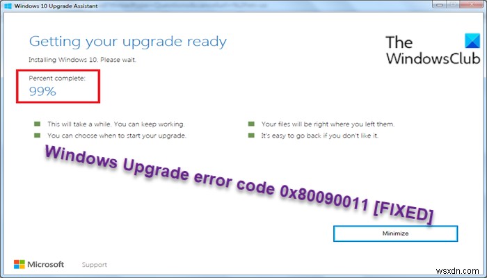 Khắc phục mã lỗi nâng cấp Windows 0x80090011 