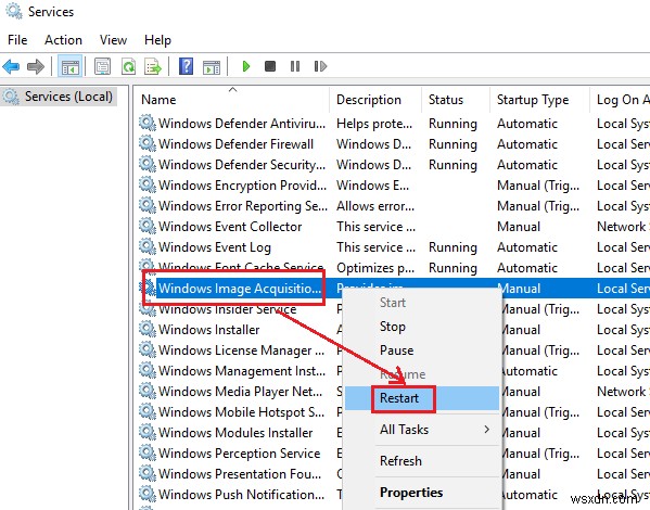 Windows Image Acquisition Sử dụng CPU và đĩa cao 