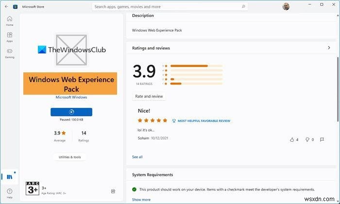 Windows Web Experience Pack trong Microsoft Store là gì? 