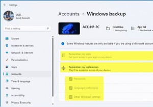 Làm cho Windows 11 ghi nhớ Ứng dụng, Tùy chọn, Cài đặt trên các thiết bị 