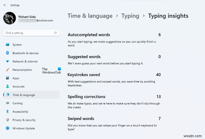 Cách bật hoặc tắt Typing Insights trong Windows 11 