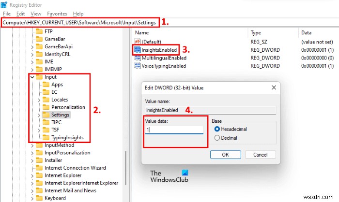 Cách bật hoặc tắt Typing Insights trong Windows 11 