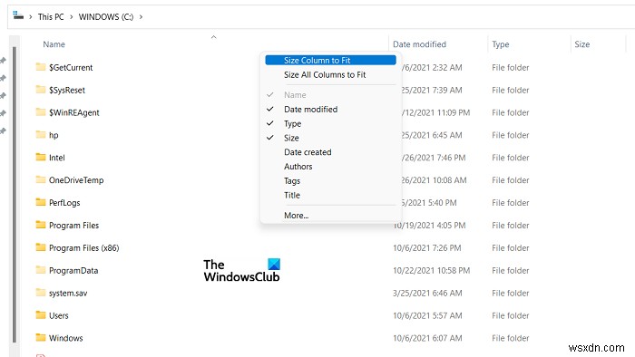 Cách thay đổi kích thước Chiều rộng cột của File Explorer trong Windows 11/10 