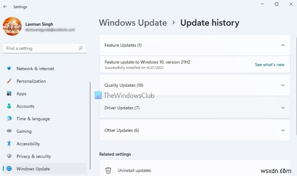 Cài đặt Windows Update trong Windows 11 