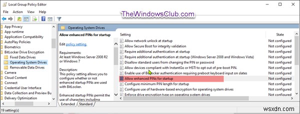 Cách bật hoặc tắt mã PIN nâng cao cho BitLocker Startup trong Windows 11/10 