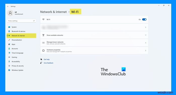 Cài đặt Mạng &Internet trong Windows 11 
