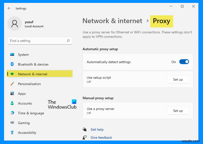 Cài đặt Mạng &Internet trong Windows 11 