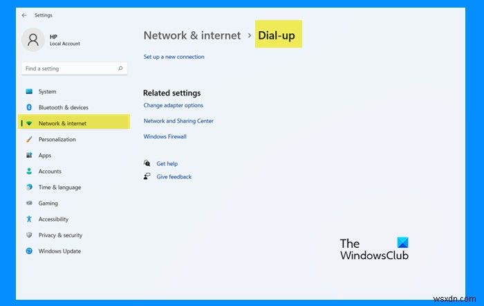 Cài đặt Mạng &Internet trong Windows 11 