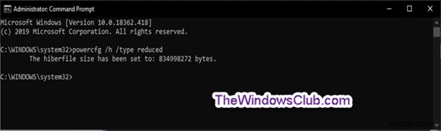 Cách chỉ định Loại tệp Hiberfile là Đầy đủ hoặc Giảm trong Windows 11/10 