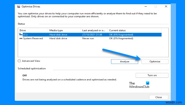 Cách lên lịch chống phân mảnh ổ đĩa trên Windows 11/10 