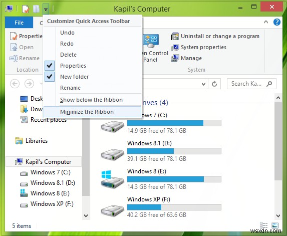 Đặt lại Thanh công cụ truy cập nhanh File Explorer bằng Registry trong Windows 11/10 