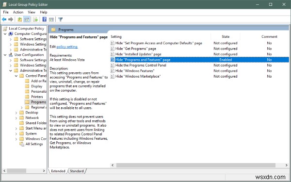 Làm cách nào để ẩn Chương trình khỏi Pa-nen Điều khiển trong Windows 11/10? 