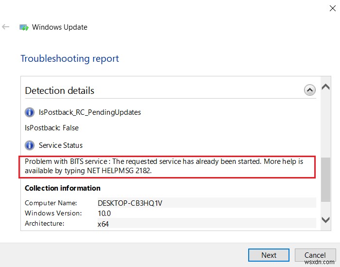Khắc phục sự cố NET HELPMSG 2182 với Dịch vụ BITS trong Windows 11/10 