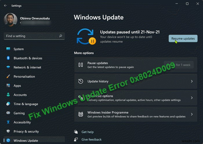 Sửa lỗi cập nhật Windows 0x8024D009 