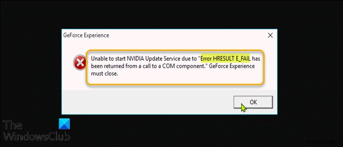 Khắc phục lỗi trải nghiệm NVIDIA GeForce HRESULT E_FAIL trên PC Windows 