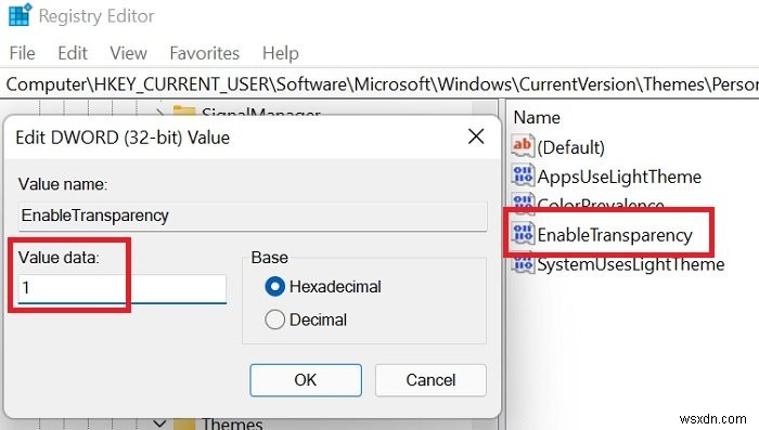 Cách Bật hoặc Tắt hiệu ứng Độ trong suốt trong Windows 11 