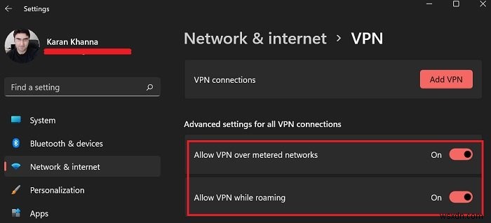 Cách cho phép VPN qua kết nối được đo lường và trong khi chuyển vùng trên máy tính Windows 11 của bạn 
