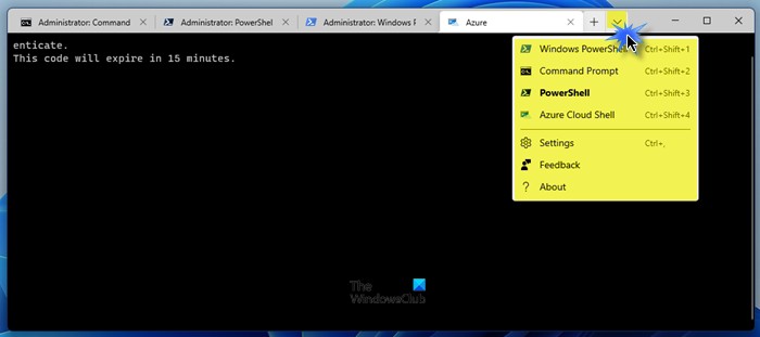 Windows PowerShell, PowerShell, Azure Cloud Shell, Command Prompt trong Windows Terminal là gì 