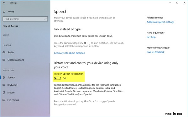 Cách tắt tính năng Nhận dạng giọng nói trong Windows 11/10 