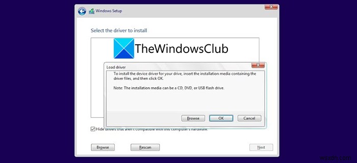 Sửa lỗi Chọn trình điều khiển được cài đặt trong quá trình cài đặt Windows 