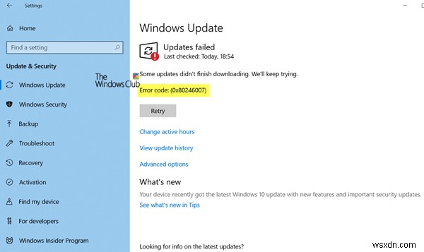 Sửa lỗi 0x80246007 khi tải xuống Windows Updates 