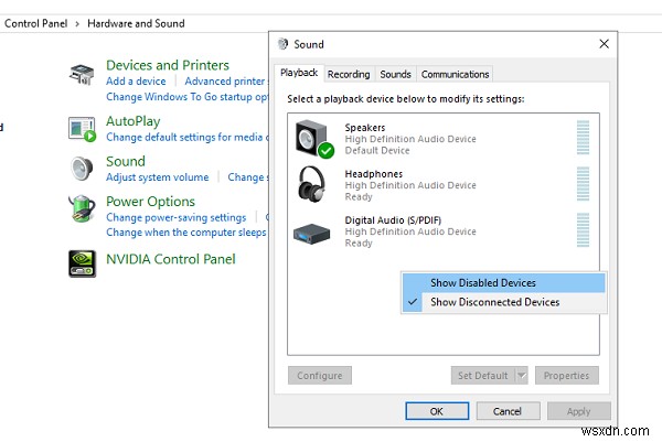 Kết hợp âm thanh nổi không hoạt động hoặc chọn âm thanh trong Windows 11/10 