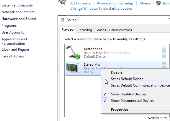 Kết hợp âm thanh nổi không hoạt động hoặc chọn âm thanh trong Windows 11/10 