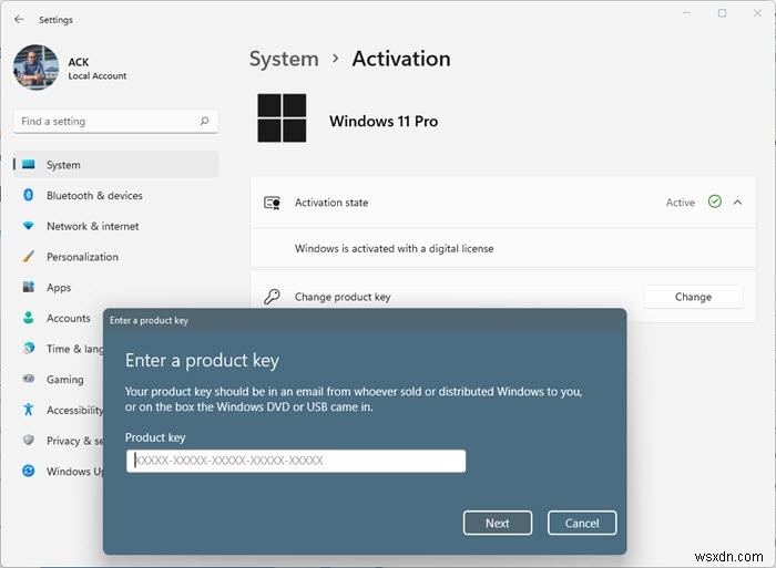 Thay đổi liên kết khóa sản phẩm không khả dụng trong Windows 11/10 