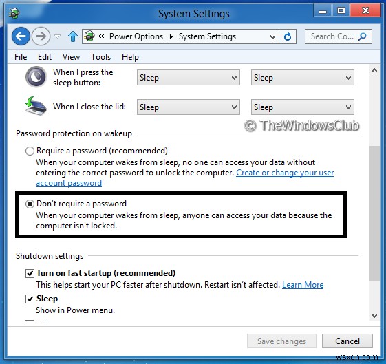 Cách tắt đăng nhập sau Sleep trong Windows 11/10 