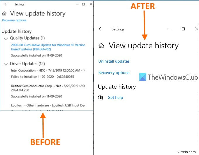 Cách xóa Lịch sử cập nhật Windows trong Windows 11/10 
