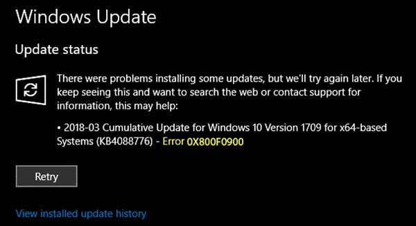Sửa lỗi cập nhật Windows 0x800f0900 trên Windows 11/10 
