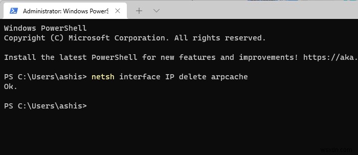 Cách xóa ARP Cache trong Windows 11/10 