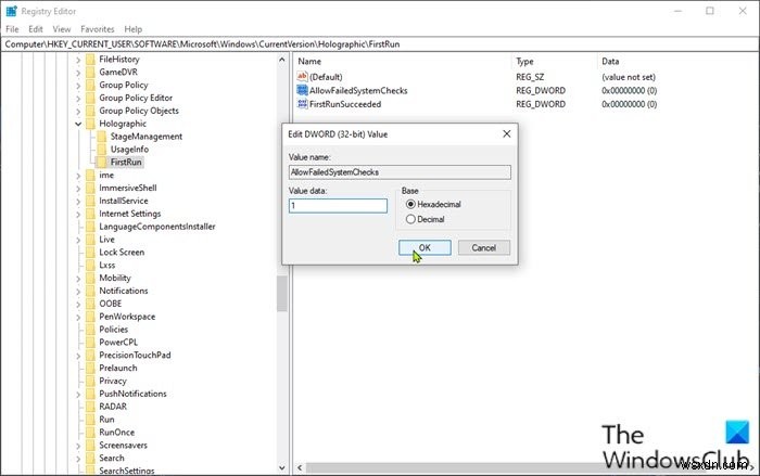 Cách tắt Kiểm tra yêu cầu phần cứng cho ứng dụng Cổng thông tin thực tế hỗn hợp trên PC Windows 