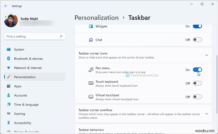 Cách hiển thị Biểu tượng thanh tác vụ Pen Menu trên Windows 11 