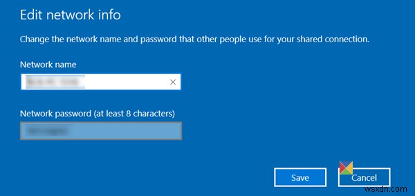 Tạo điểm truy cập di động; Thay đổi tên và mật khẩu điểm phát sóng trong Windows 11/10 