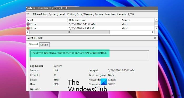 Khắc phục Trình điều khiển phát hiện lỗi bộ điều khiển trên Windows 11/10 
