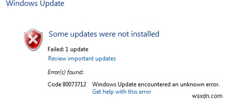 Sửa lỗi Windows Update 0x80073712 trên Windows 11/10 