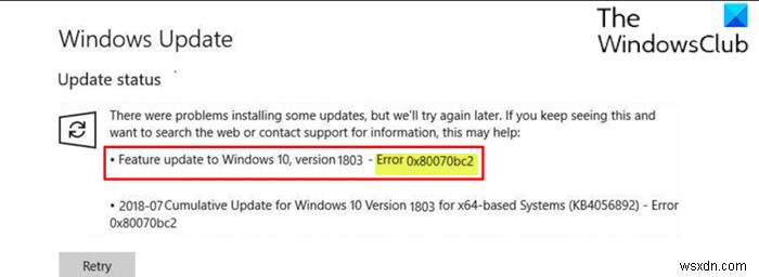 Sửa lỗi Windows Update 0x80070bc2 trên Windows 11/10 