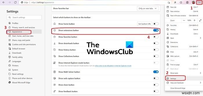 Cách xóa nút menu Tiện ích mở rộng khỏi Microsoft Edge 