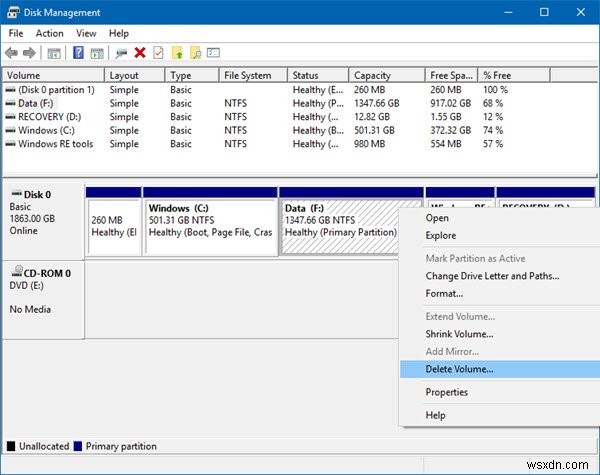Cách xóa phân vùng ổ đĩa hoặc ổ đĩa trong Windows 11/10 