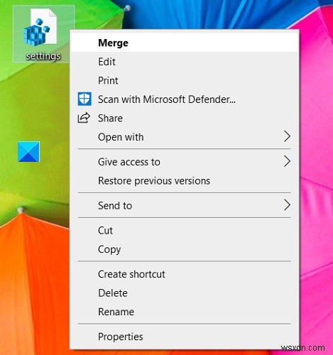 Cách thêm Cài đặt vào menu ngữ cảnh Màn hình nền trong Windows 11/10 