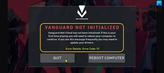 Sửa mã lỗi VALORANT Vanguard 128, 57 trên PC chạy Windows 