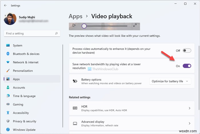 Cách tiết kiệm băng thông mạng bằng cách phát video ở độ phân giải thấp hơn trên Windows 11 